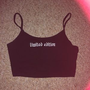black cropped tank top “limited edition💕”.